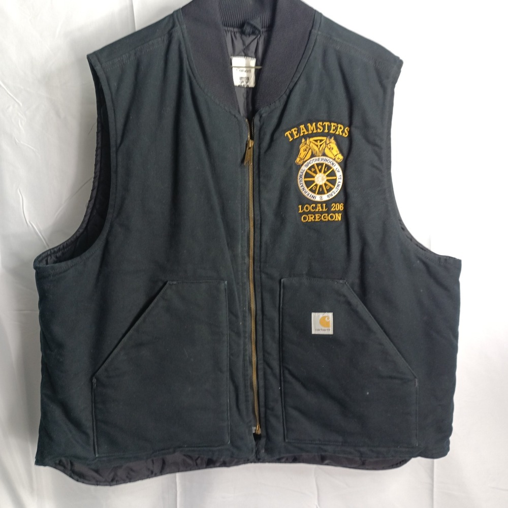 Carhartt V01 BLK Teamsters Local 206 Oregon Duck Vest Black Mens 2XL Regular USA